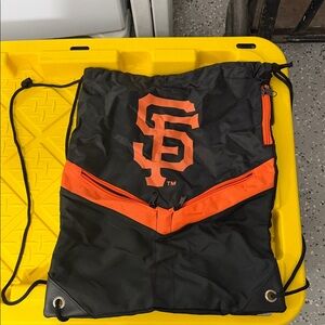 SF Team Black & Orange Drawstring Backpack with Front Zip